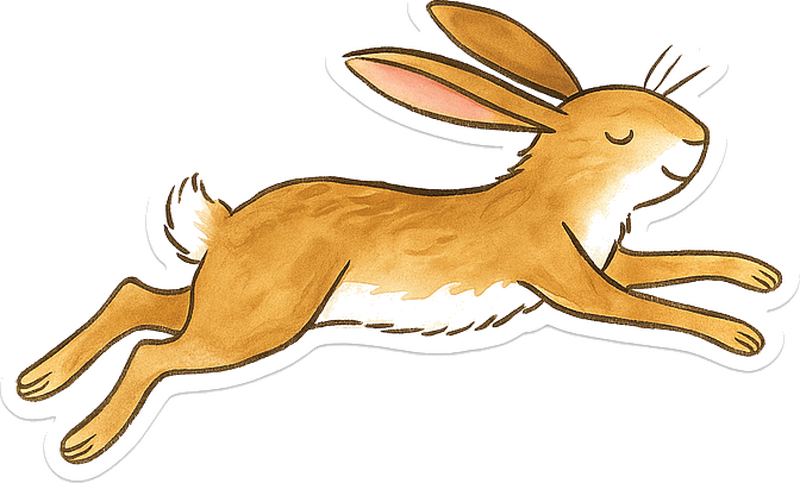 Nursery room wall decal leaping brown bunny rabbits - TenStickers