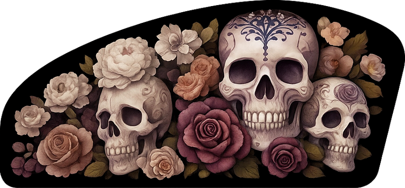 오토바이 스티커 죽은 장미 해골 - TenStickers