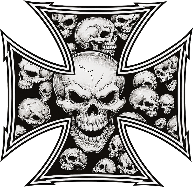오토바이 스티커 아이언 크로스 해골 - TenStickers