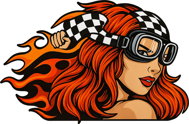 오토바이 스티커 빈티지 고글 소녀 - TenStickers