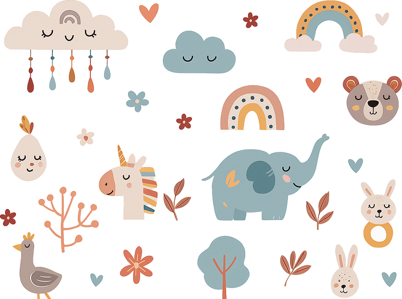 Nursery wall sticker cute calm forest animals - TenStickers