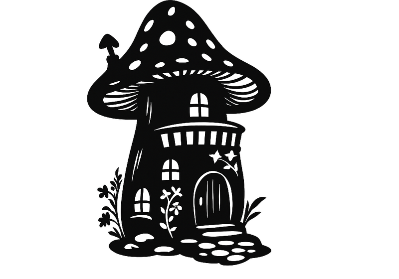 Window sticker fairytale mushroom house - TenStickers