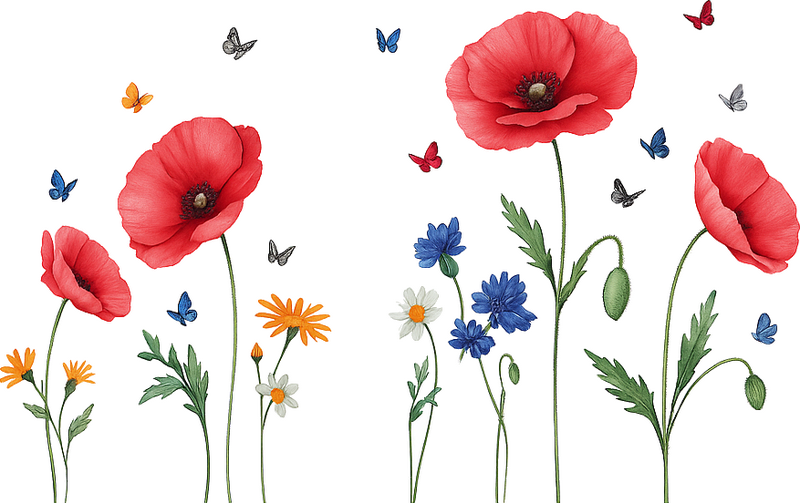 Window sticker red poppy wildflower sticker - TenStickers