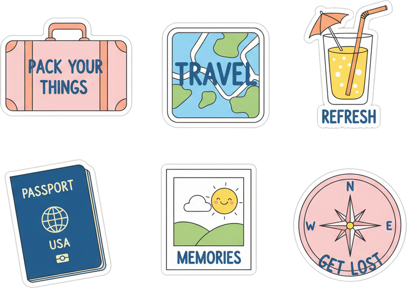 Autocolante animal conjunto dos sonhos de viagem - TenStickers