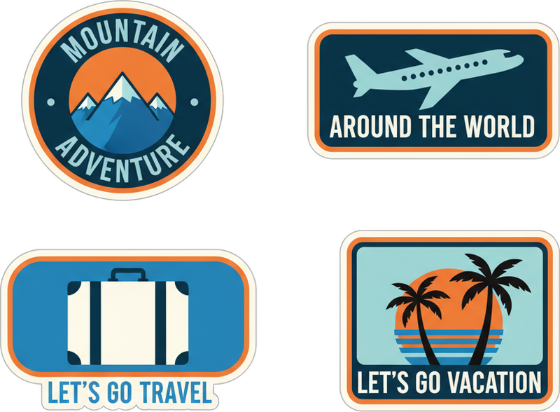 Retro travel set sticker pack - TenStickers
