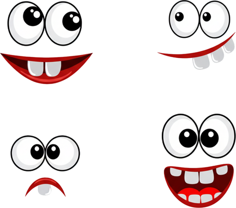 Wheelie bin stickers with funny cartoon faces goofy faces - TenStickers
