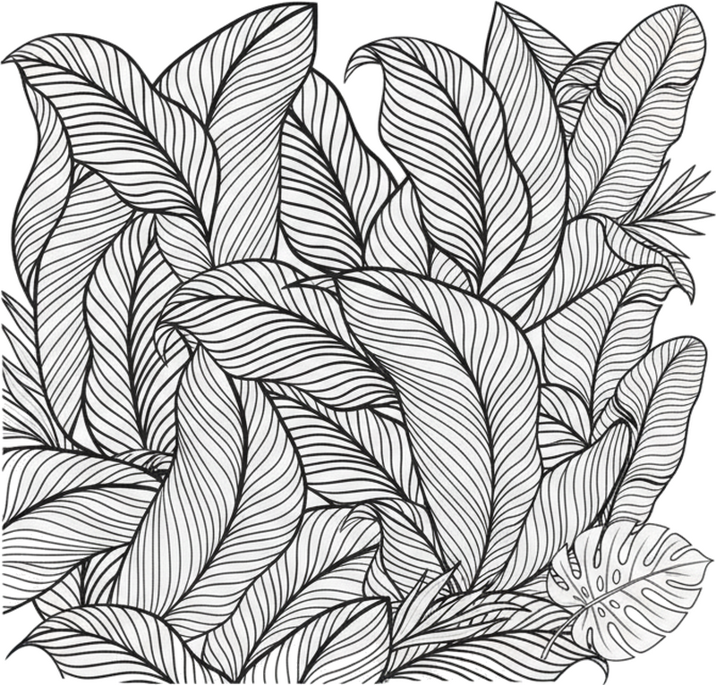 Window sticker monochrome tropical leaves design - TenStickers