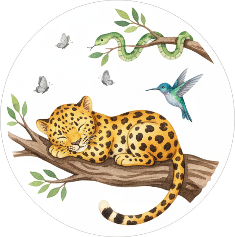 Illustration wall sticker sleeping leopard - TenStickers