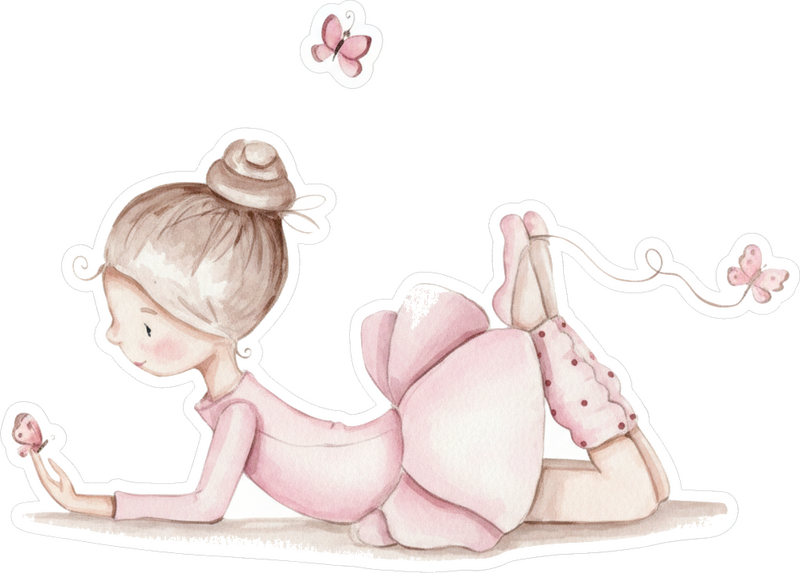 Naklejka na ścianę dla dzieci baletnica z motylkami - TenStickers