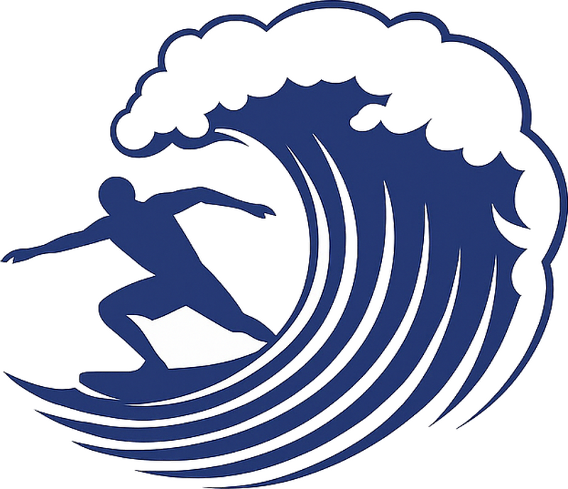 Campervan decal wave and surfer - TenStickers