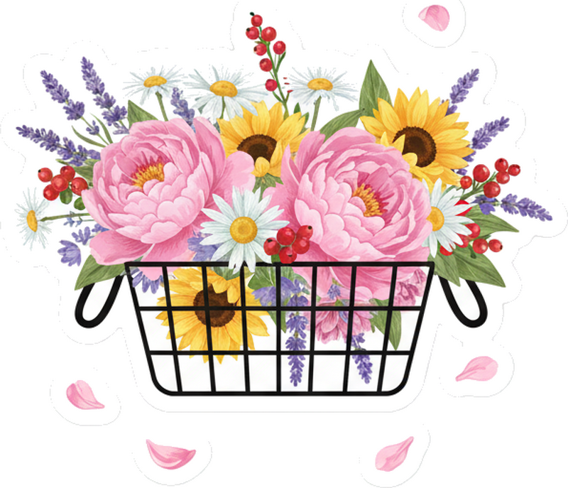 Vinilo bici cesta de flores elegante - TenVinilo