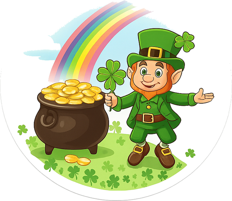 St patricks day sticker lucky golden pot leprechaun - TenStickers