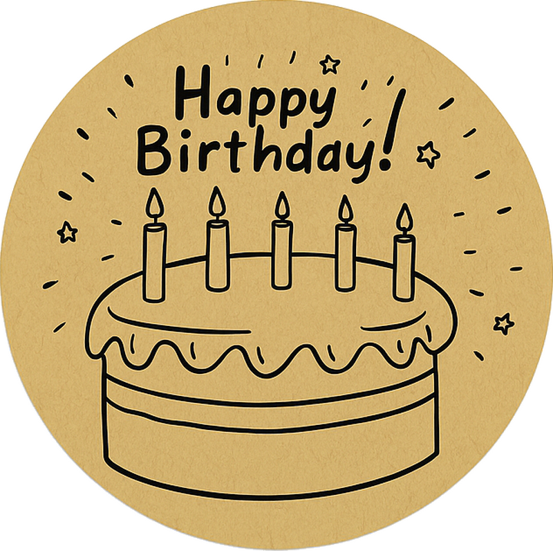 Naklejka urodzinowa minimalistyczny prezent tortowy - TenStickers