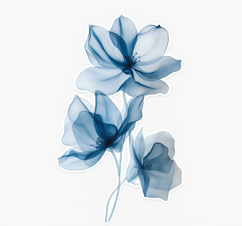 Adesivo per parete fiori blu traslucidi - TenStickers