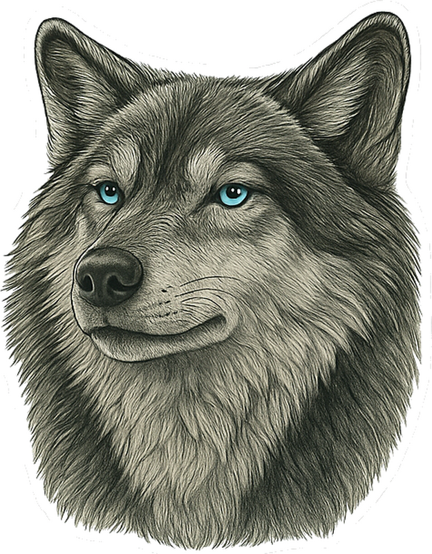 Pegatina coche personalizada lobo con ojos azules - TenVinilo