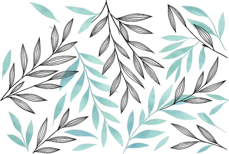 Wall sticker black and blue leaves - TenStickers