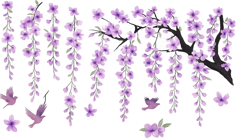 Sticker mural arbre suspendu lilas - TenStickers