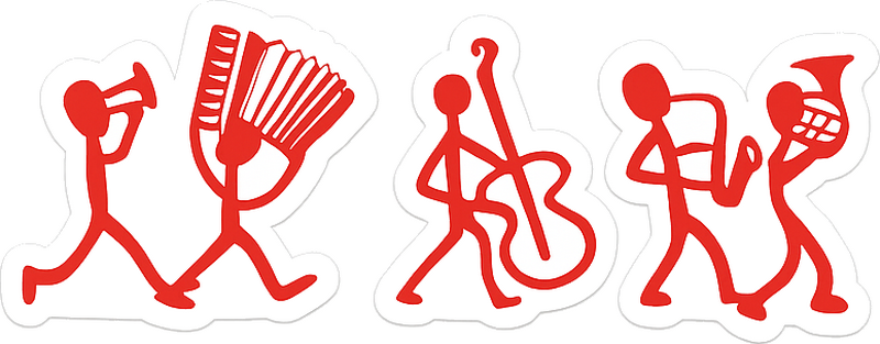 Adesivo per muro banda di figure stilizzate rosse - TenStickers