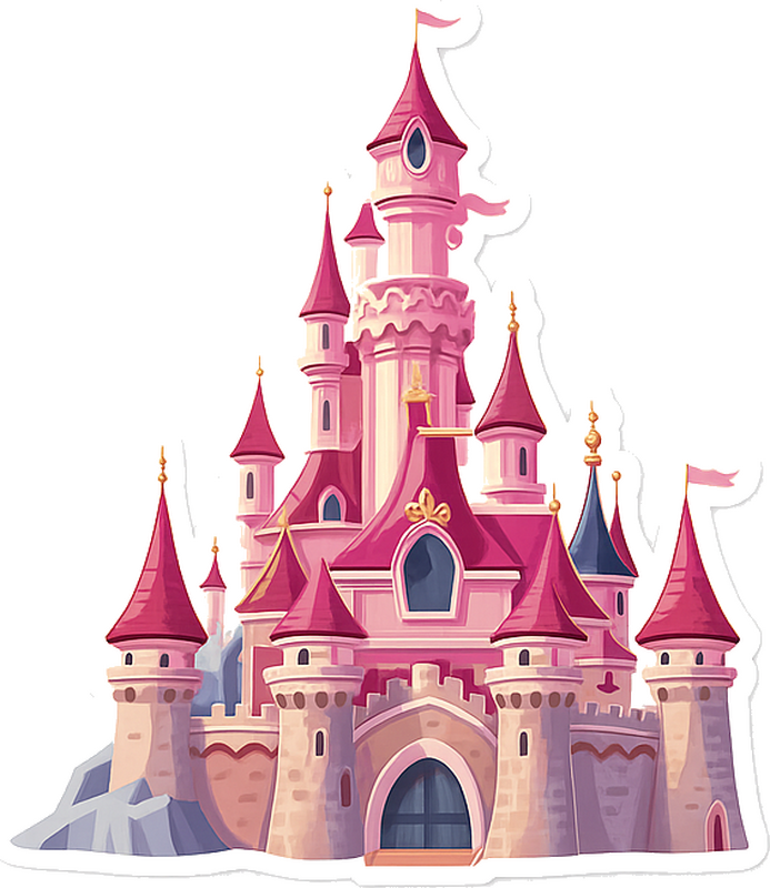 Adesivo per muro castello della principessa rosa - TenStickers