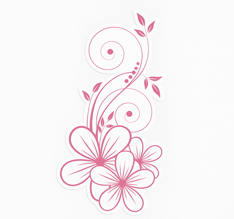 Adesivo per muro vortice floreale rosa - TenStickers