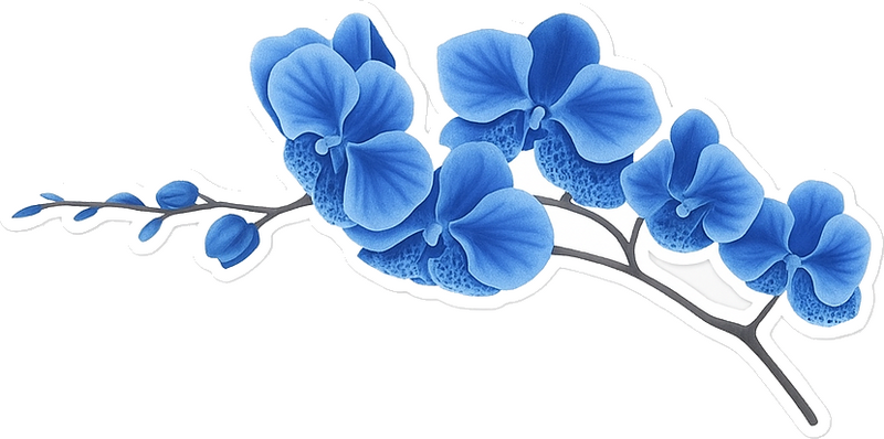 Adesivo per muro ramo di orchidea blu - TenStickers