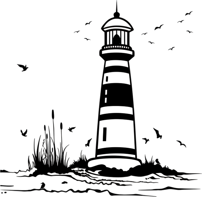 Fensteraufkleber küsten-leuchtturm-szene - TenStickers