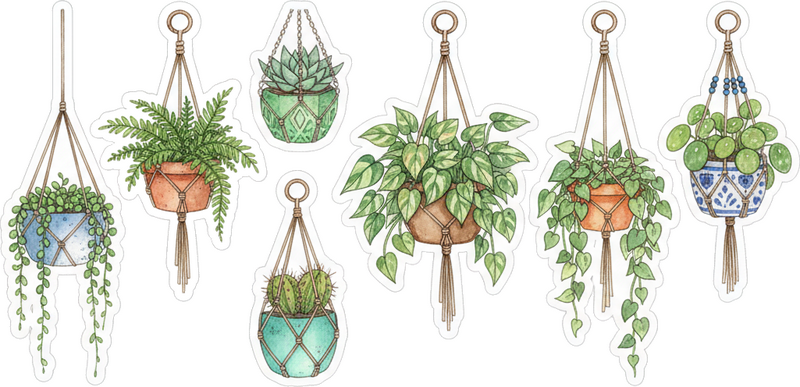 Sticker ordinateur paniers suspendus botaniques - TenStickers