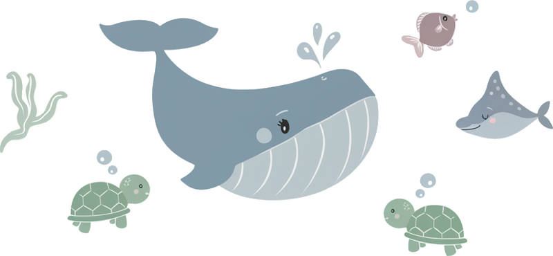 Sticker mural baleine océan - TenStickers