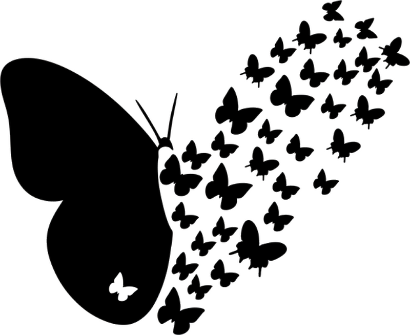 Sticker mural silhouette de nuée de papillons - TenStickers