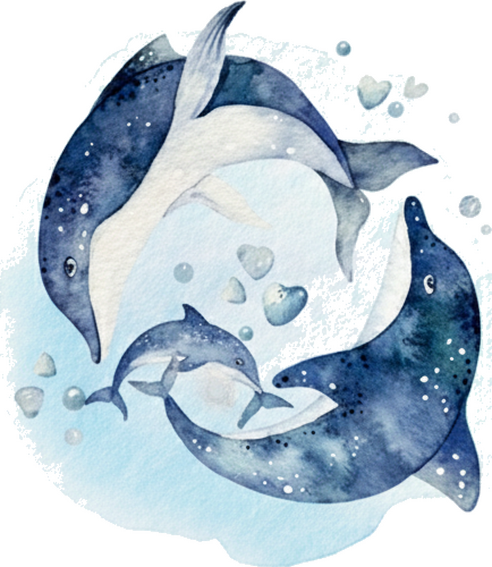 Vinilo pared mural de delfín en acuarela - TenVinilo