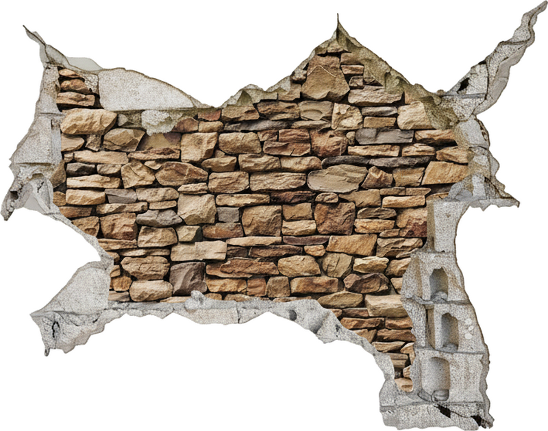 Shattered concrete brick wall wall decal - TenStickers