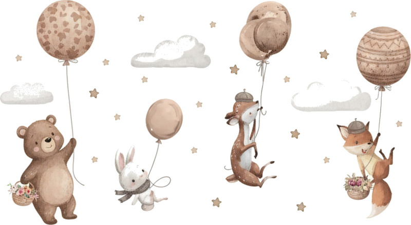 Childrens' wall stickers adventurous flying animal crew - TenStickers