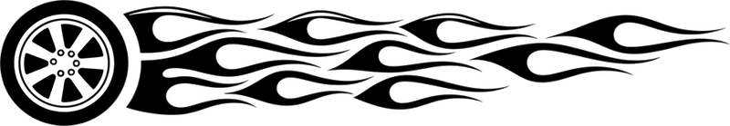 Pegatina coche llamas negras delgadas en neumáticos - TenVinilo