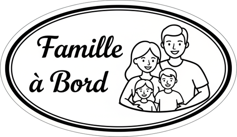 Autocollant voiture noir "famille à bord" - TenStickers