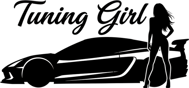 Pegatina coche chica tuning diseño negro - TenVinilo