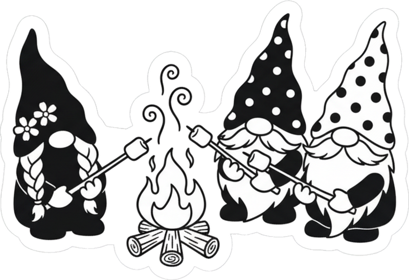 Campervan decal happy campfire gnomes - TenStickers