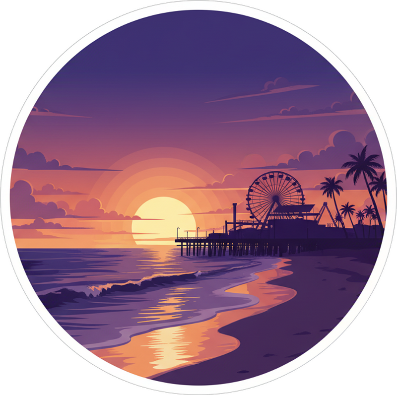 노트북 스티커 해안의 보라색 석양 풍경 - TenStickers