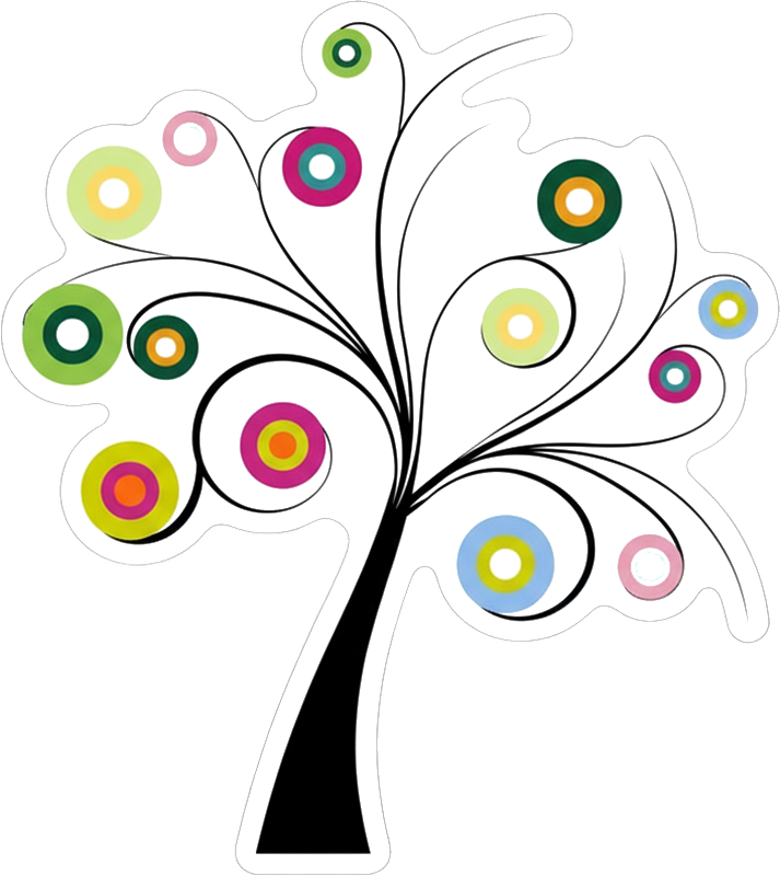 Wall decal stylized colorful tree - TenStickers