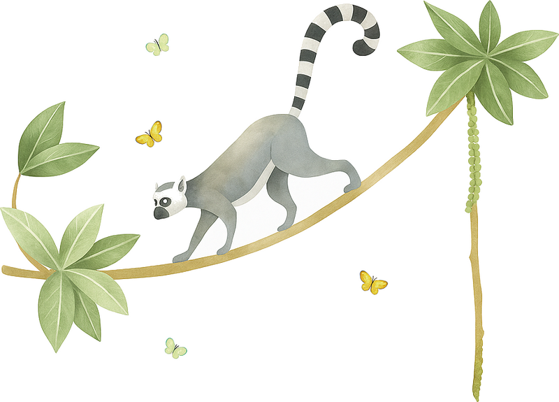 Playful jungle lemur wall decal - TenStickers