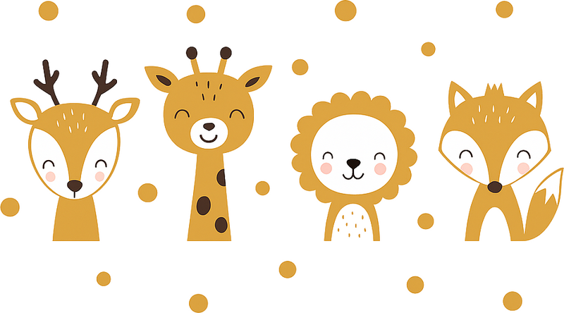 Nálepka na stenu roztomilé hlavy zvierat - Tenstickers