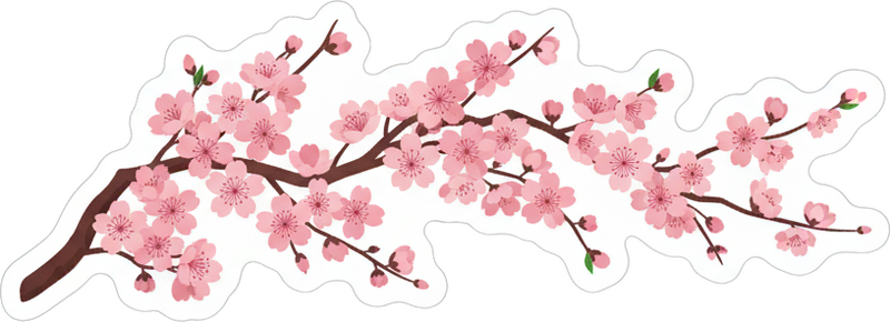 Sticker voiture branche florale japonaise - TenStickers