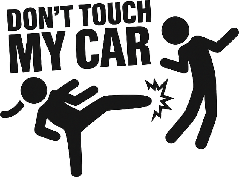 Car decal funny karate kick warning - TenStickers