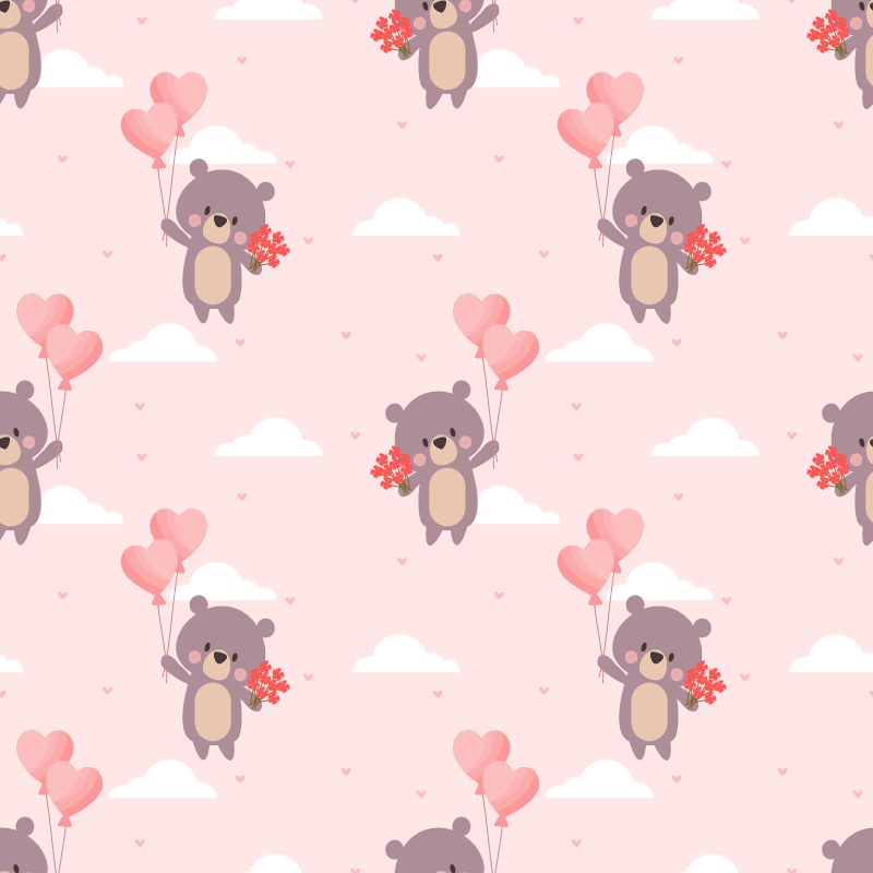 Childish loving bears pattern furniture decal - TenStickers
