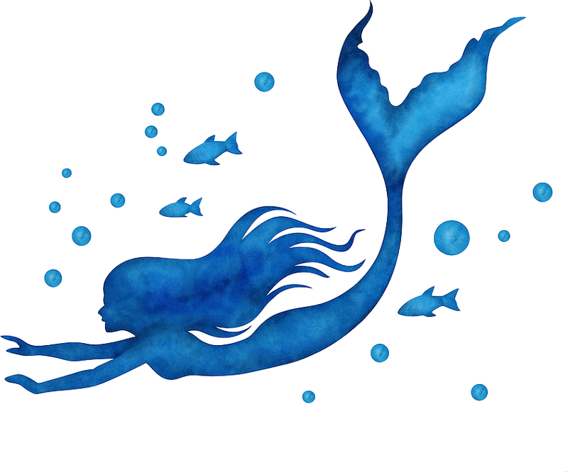 Bathroom wall sticker deepsea diving blur mermaid - TenStickers