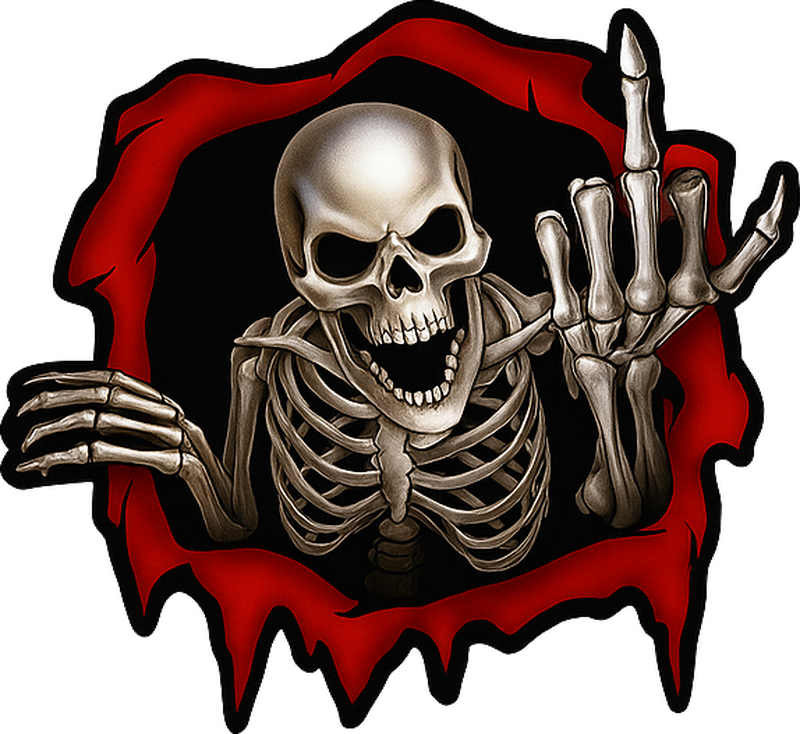 Car sticker scary skeleton breaking free - TenStickers