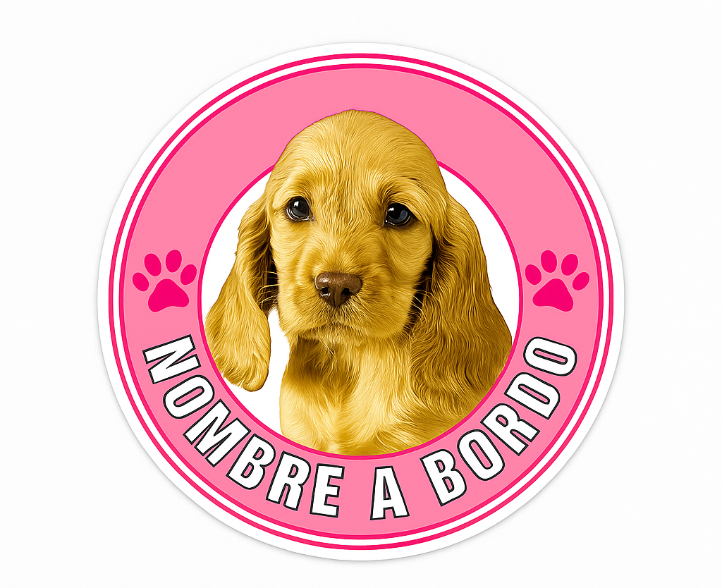 Vinilo personalizable aviso perro a bordo - TenVinilo