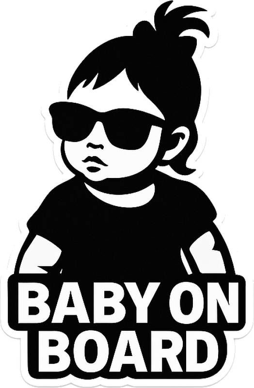Customisable sticker funny baby girl on board - TenStickers