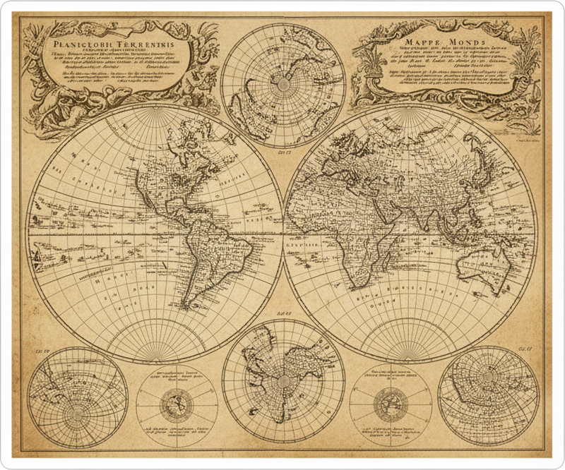 Vinilo para muebles mapa mundial vintage - TenVinilo