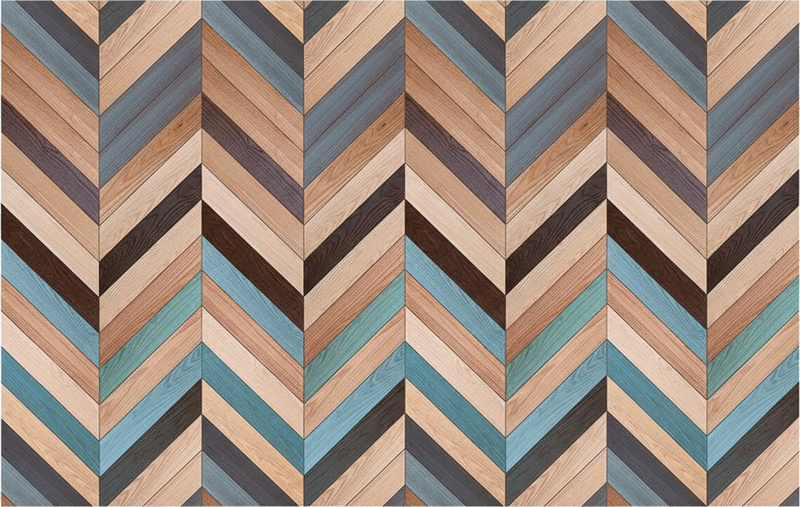 Furniture sticker multicolor wood herringbone design - TenStickers