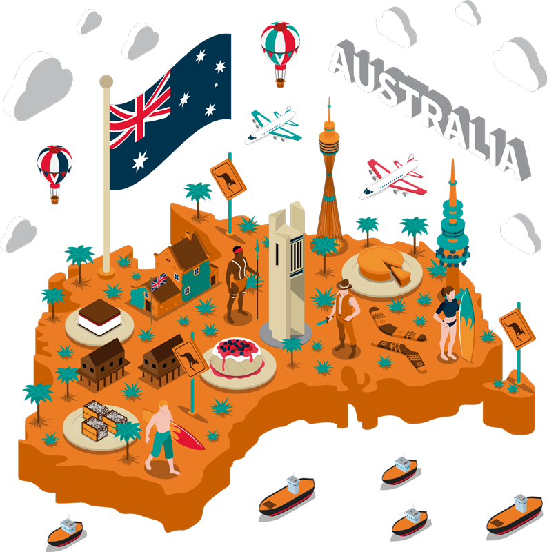 Australia Map Icons wall sticker - TenStickers